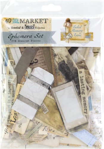Ozdoby papierowe die-cuts Faded Memory Lane Ephemera Set 118 szt FML-35698 49 and Market