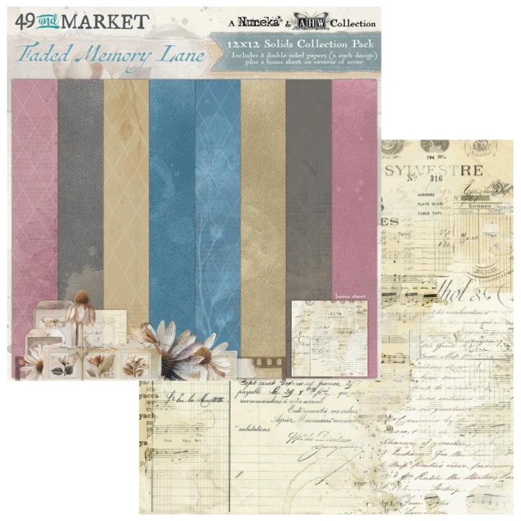 Zestaw papierów do scrapbookingu 30x30 Faded Memory Lane Solids 8 arkuszy FML-35513 49 and Market