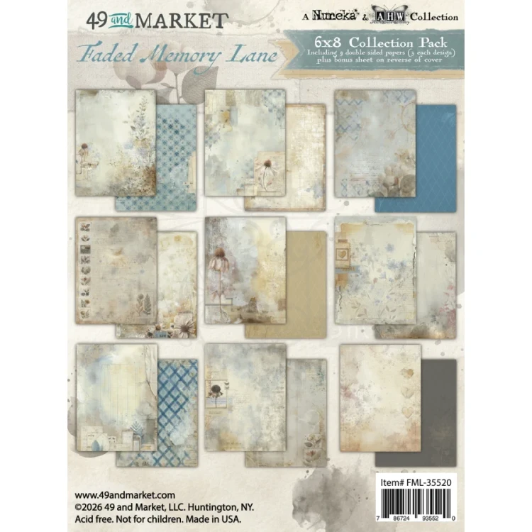 Zestaw papierów do scrapbookingu 15x20 Faded Memory Lane 28 arkuszy FML-35520 49 and Market
