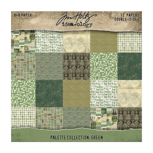 Zestaw papierów do scrapbookingu 20x20 Palette Collection: Green 12 arkuszy TH94474 Tim Holtz