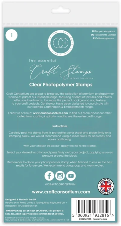 Stempel akrylowy Tekstura - juta płótno CCESTMP004 Craft Consortium