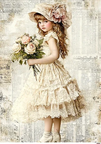 Papier ryżowy do decoupage A5 Dziewczynka retro 20944