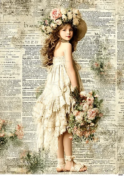 Papier ryżowy do decoupage A5 Dziewczynka retro 20941