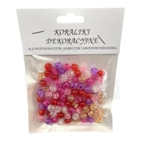 Koraliki perełki kolorowe popękane - 8mm 20g