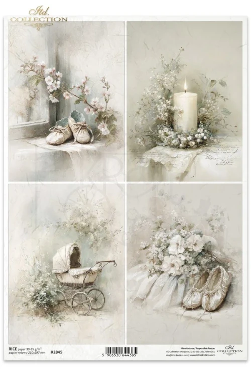 Papier ryżowy do decoupage A4 Vintage chrzest R2845 ITD Collection