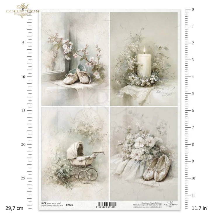 Papier ryżowy do decoupage A4 Vintage chrzest R2845 ITD Collection