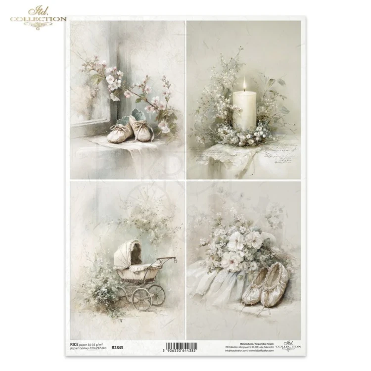 Papier ryżowy do decoupage A4 Vintage chrzest R2845 ITD Collection