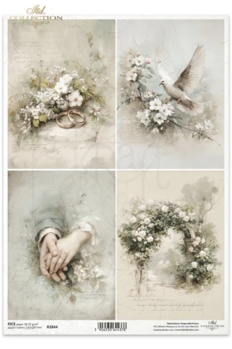 Papier ryżowy do decoupage A4 Vintage ślub R2844 ITD Collection