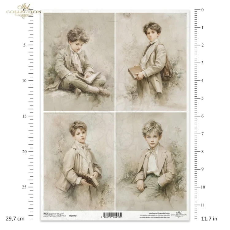 Papier ryżowy do decoupage A4 Vintage chłopcy R2840 ITD Collection