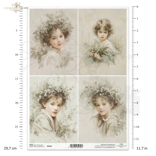 Papier ryżowy do decoupage A4 Vintage dziewczynki R2839 ITD Collection