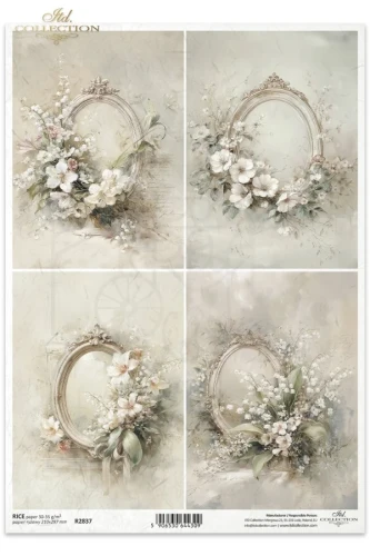 Papier ryżowy do decoupage A4 Vintage kwiaty i ramki R2837 ITD Collection