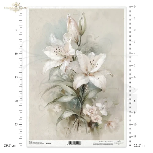 Papier ryżowy do decoupage A4 Vintage lilia R2836 ITD Collection