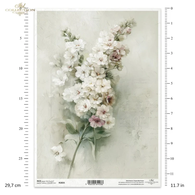 Papier ryżowy do decoupage A4 Vintage lewkonia R2835 ITD Collection