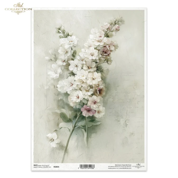 Papier ryżowy do decoupage A4 Vintage lewkonia R2835 ITD Collection