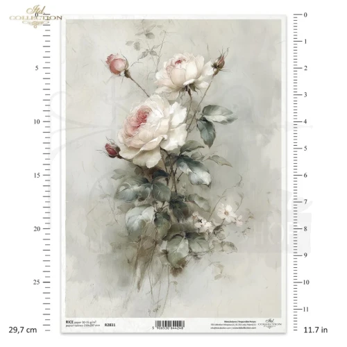 Papier ryżowy do decoupage A4 Vintage róża R2831 ITD Collection