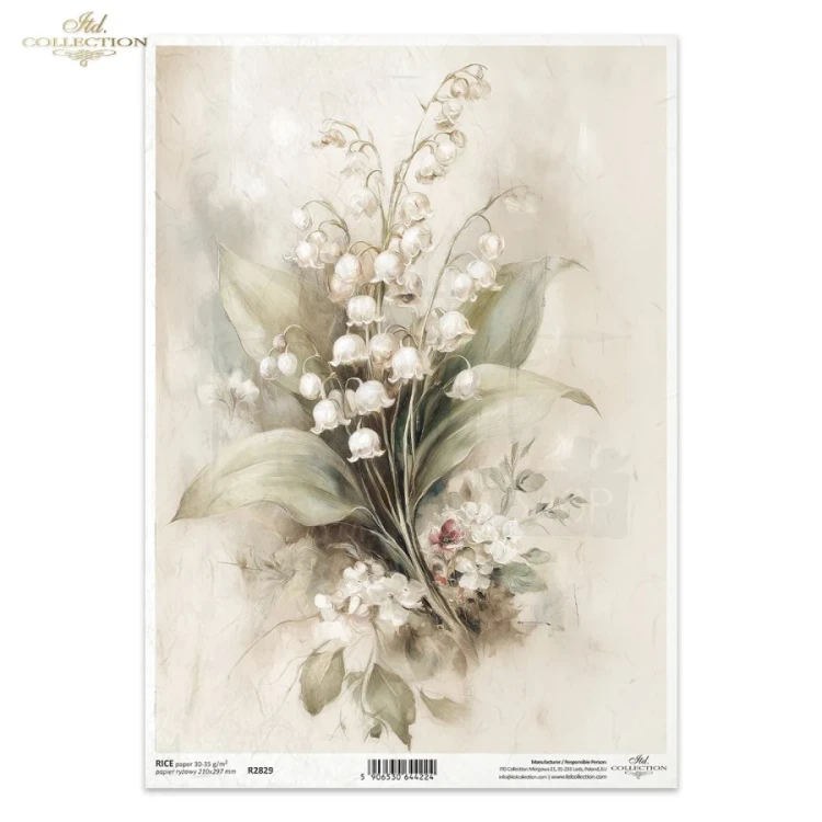 Papier ryżowy do decoupage A4 Vintage konwalia R2829 ITD Collection
