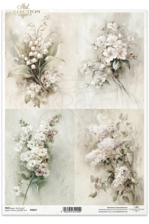 Papier ryżowy do decoupage A4 Vintage kwiaty R2827 ITD Collection
