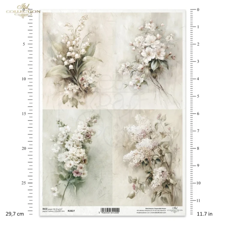 Papier ryżowy do decoupage A4 Vintage kwiaty R2827 ITD Collection