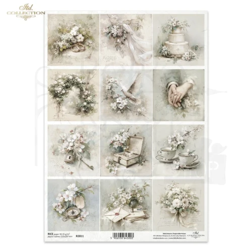 Papier ryżowy do decoupage A4 Vintage ślub R2811 ITD Collection
