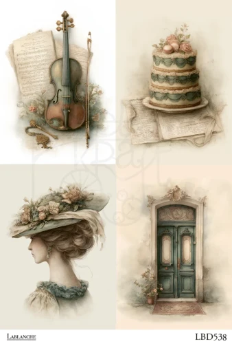Papier ryżowy do decoupage 24x33 Ephemera 3 LBD538 LaBlanche