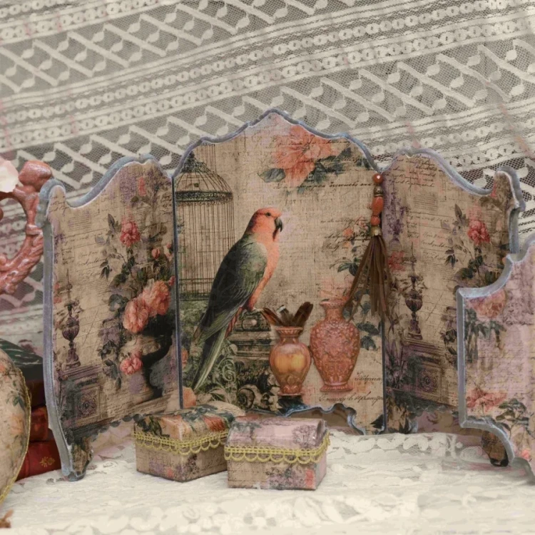Papier ryżowy do decoupage 24x33 Papuga i kwiaty retro LBD535 LaBlanche