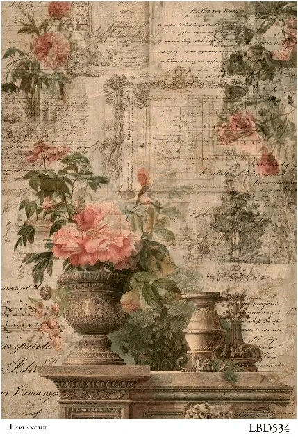 Papier ryżowy do decoupage 24x33 Kwiaty retro LBD534 LaBlanche