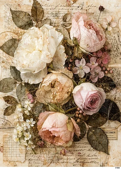 Papier ryżowy do decoupage A4 Róże retro 21868