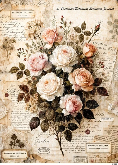 Papier ryżowy do decoupage A4 Róże retro 21863