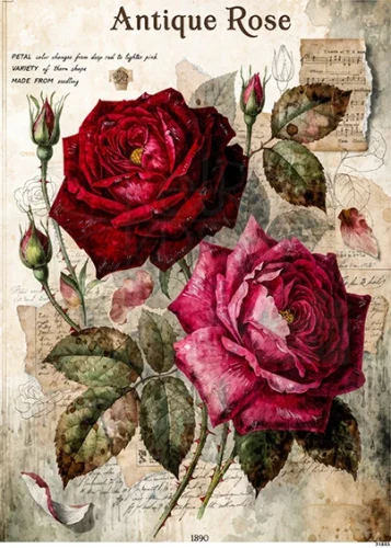 Papier ryżowy do decoupage A4 Róże retro 21853