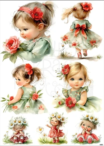 Papier ryżowy do decoupage A4 Małe dziewczynki 4483