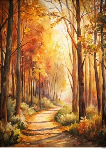 Papier ryżowy do decoupage A5 Sielski widoczek - dróżka w lesie 22085