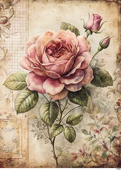 Papier ryżowy do decoupage A5 Róże retro 21949