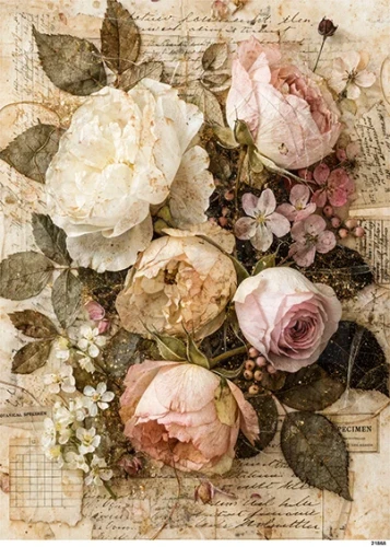 Papier ryżowy do decoupage A5 Róże retro 21868