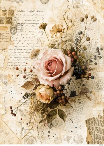 Papier ryżowy do decoupage A5 Róże retro 21867