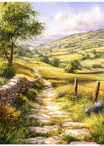 Papier ryżowy do decoupage A5 Sielski widoczek - droga wśród pól 21722