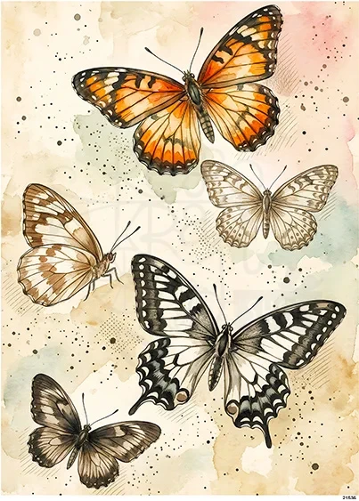 Papier ryżowy do decoupage A5 Motyle 21536