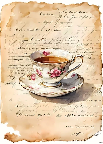 Papier ryżowy do decoupage A5 Filiżanka z kawą retro 21213