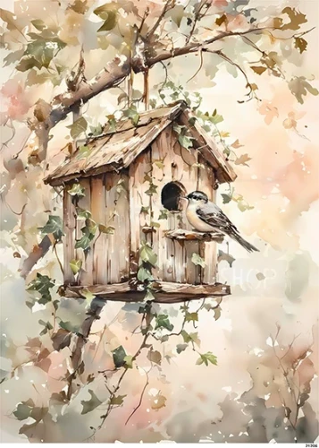 Papier ryżowy do decoupage A5 Domek dla ptaków 21206