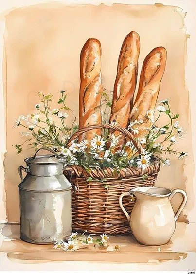 Papier ryżowy do decoupage A5 Bagietki w koszyku 21197