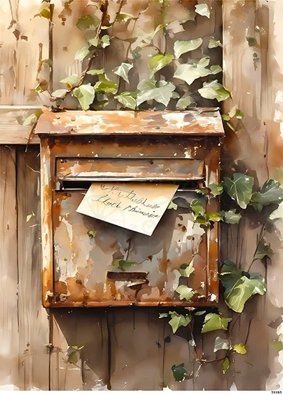 Papier ryżowy do decoupage A5 Skrzynka pocztowa retro 21193