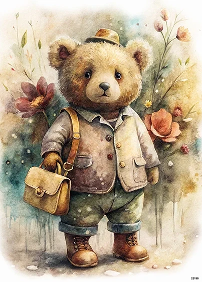 Papier ryżowy do decoupage A6 Miś i teczka 22190