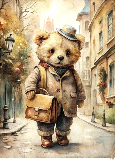 Papier ryżowy do decoupage A6 Miś i teczka 22188