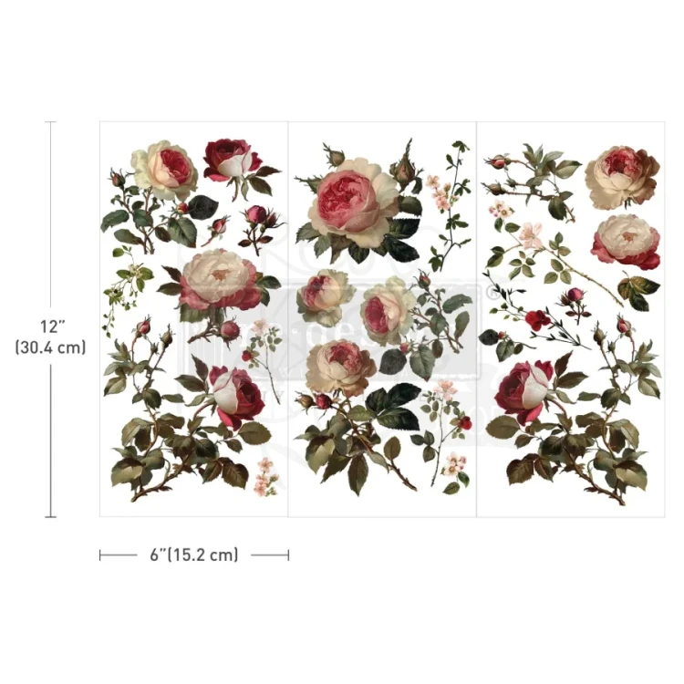 Rub-on Decor Transfer Small 15x32 Midnight Rose 679941 Prima