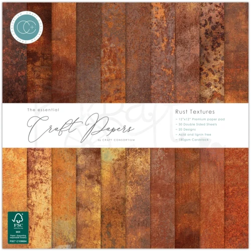 Zestaw papierów 30x30 Rust Textures CCEPAD043 Craft Consortium