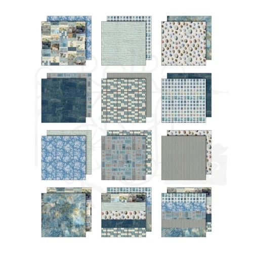 Zestaw papierów do scrapbookingu 20x20 Palette Collection: Blue 12 arkuszy TH94477 Tim Holtz