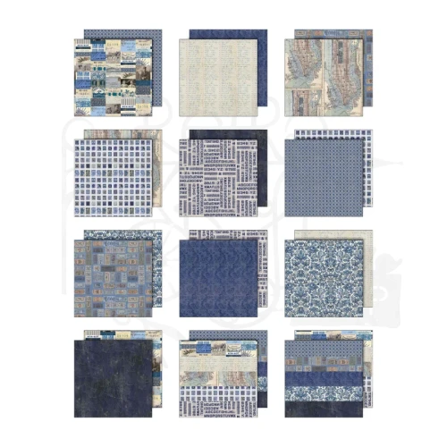 Zestaw papierów do scrapbookingu 20x20 Palette Collection: Indigo 12 arkuszy TH94476 Tim Holtz
