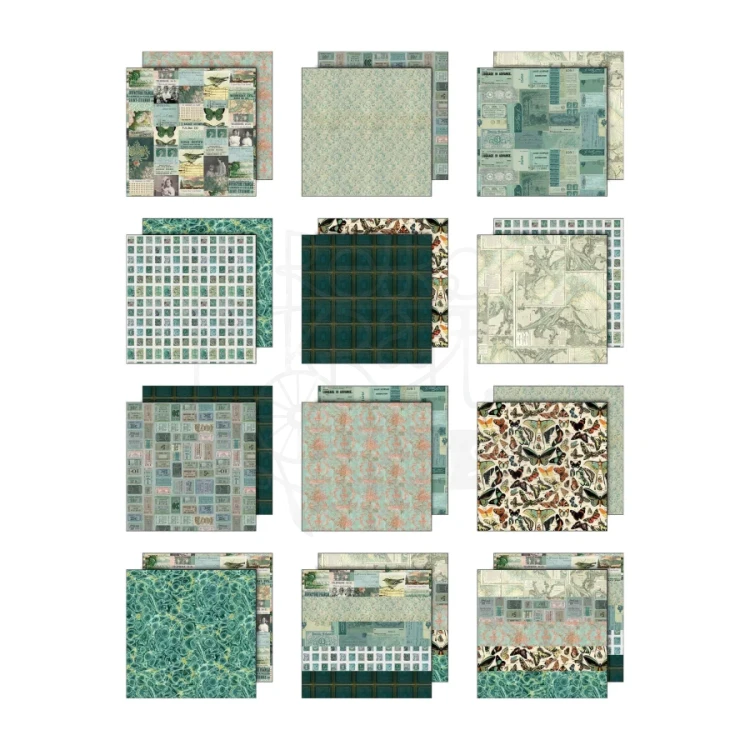 Zestaw papierów do scrapbookingu 20x20 Palette Collection: Teal 12 arkuszy TH94475 Tim Holtz