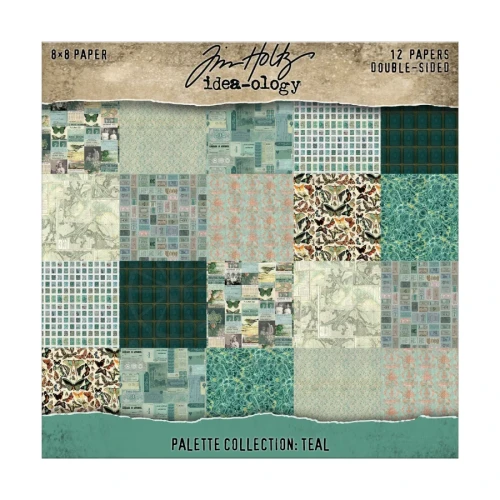 Zestaw papierów do scrapbookingu 20x20 Palette Collection: Teal 12 arkuszy TH94475 Tim Holtz