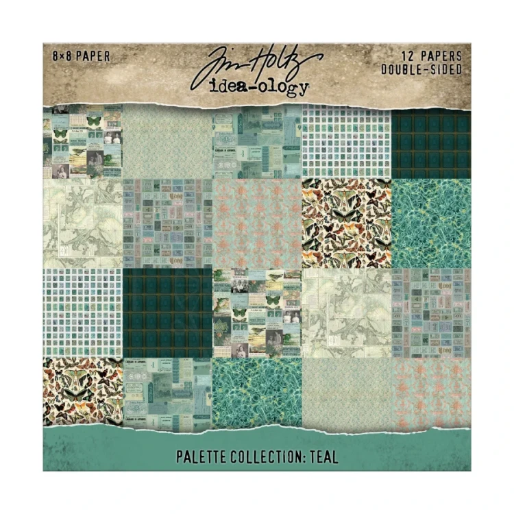 Zestaw papierów do scrapbookingu 20x20 Palette Collection: Teal 12 arkuszy TH94475 Tim Holtz