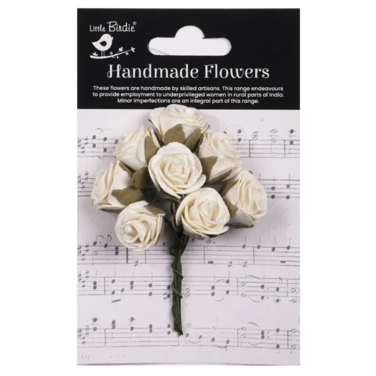 Kwiaty kwiatki papierowe Charlie Paper Flowers Ivory Pearl 8 sztuk Little Birdie